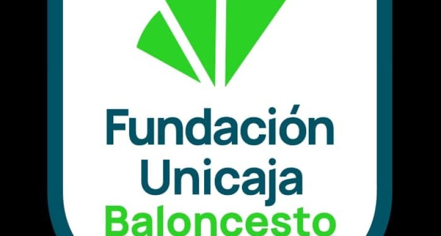 Logo de la Fundación Unicaja Baloncesto avec graphique vert et texte.